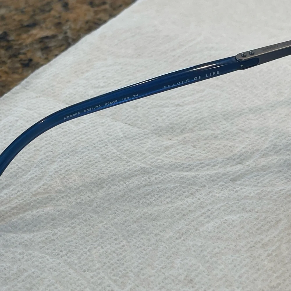 Giorgio Armani blue round sunglasses with metal trim men’s